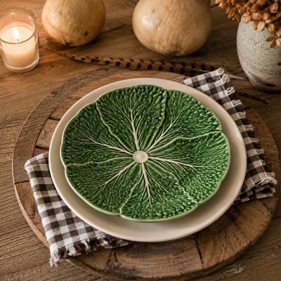 Green Glazed Garden Cabbage Salad Plate