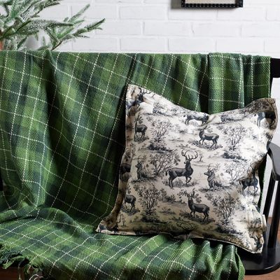 Green Tartan Fringed Throw Blanket
