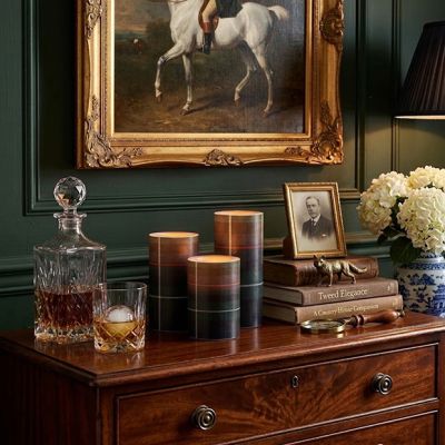 Green Tartan Plaid Flameless Candle