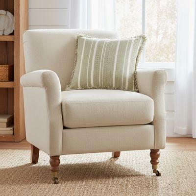 Green Yarn Stitched Stripe Throw Pillow