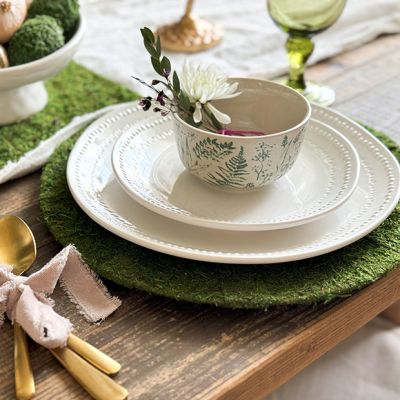 Greenery Print Stoneware Bowl