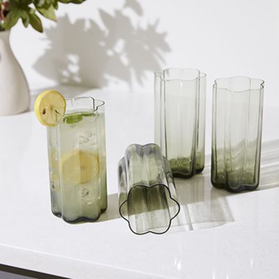 Grey Floret Water Glass