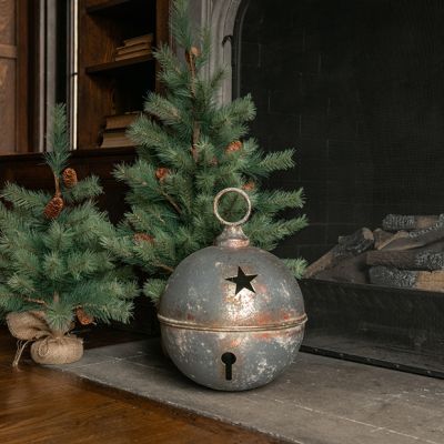 Grey Star Cutout Decorative Sleigh Bell 12 Inch