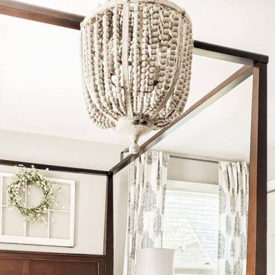 Greywash Wood Bead Chandelier