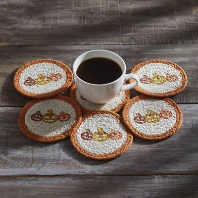 Grinning Jack O Lanterns Braided Coaster Set of 6