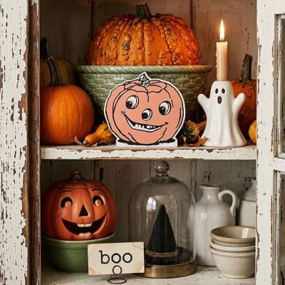 Grinning Pumpkin Halloween Shelf Sitter