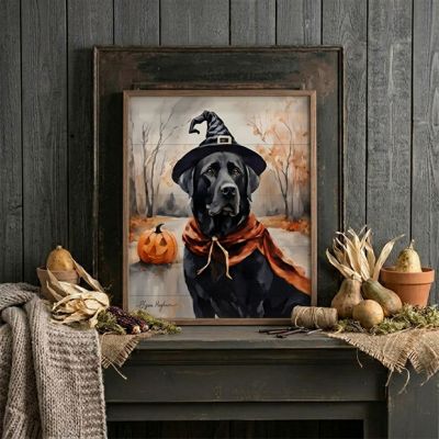 Halloween Black Lab Framed Wall Art