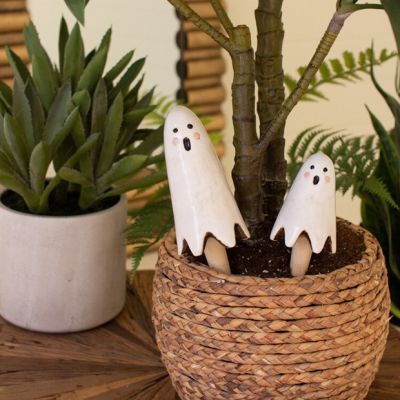 Halloween Ghost Ceramic Plant Poke Set of 2
