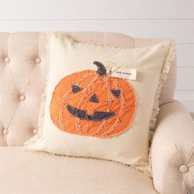 Halloween Pumpkin Fringed Accent Pillow