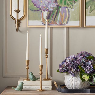 Hammered Gold Taper Candle Holder Set of 3