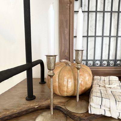 Hammered Metal Taper Candle Holder