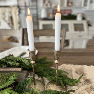 Hammered Metal Taper Candle Holder