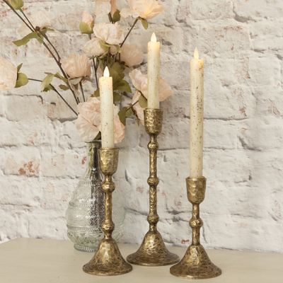 Hammered Metal Taper Candlestick Set of 3