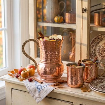 Hammered Steel Pitcher with Brass Handle