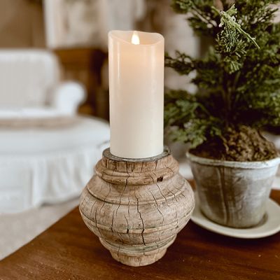Hand Carved Column Candle Stand