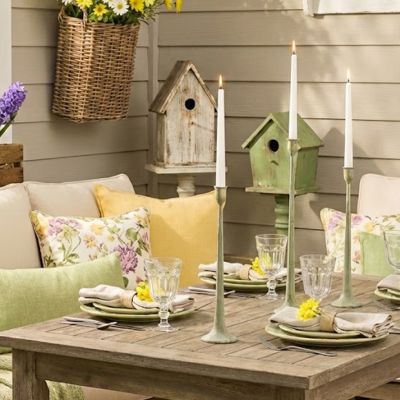 Hand Forged Green Patina Candle Holders Set of 3