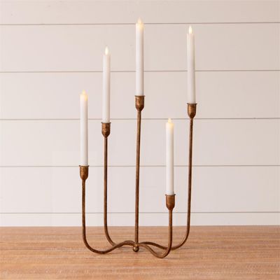 Hand Forged Metal 5 Arm Candelabra