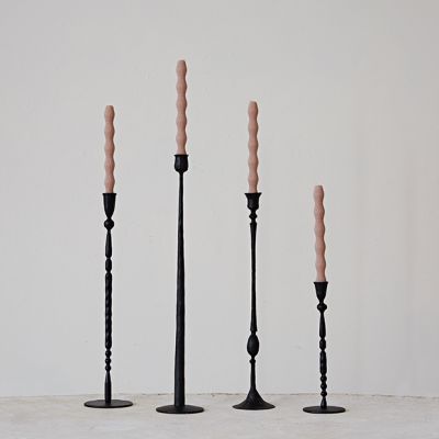 Hand Forged Tall Black Candlestick Set of 4