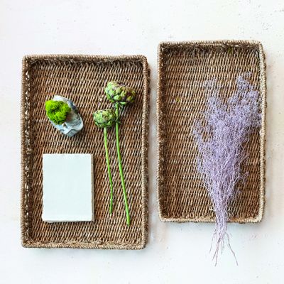 Hand Woven Decorative Trays Set of 2