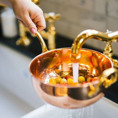 Handcrafted Copper Colander With Handle