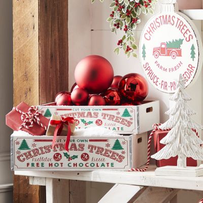 Handled Christmas Crate Trays Set of 2