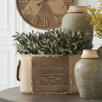 Handled French Country Oval Storage Tote