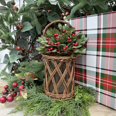 Handled Glass And Wicker Vase 8 inch