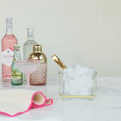 Handled Glass Ice Bucket with Tongs