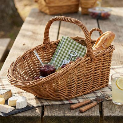 Handled Rattan Scoop Basket 24 Inch