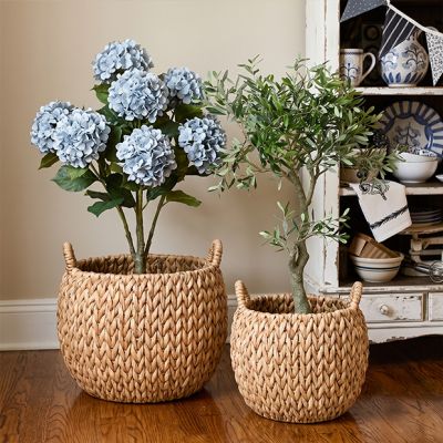 Handled Round Hyacinth Basket Set of 2