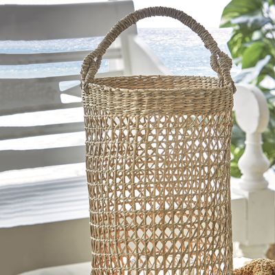 Handled Seagrass Candle Lantern