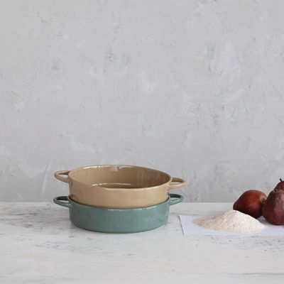 Handled Stoneware Baker Set of 2
