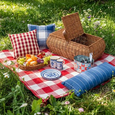 Handled Woven Rattan Picnic Basket