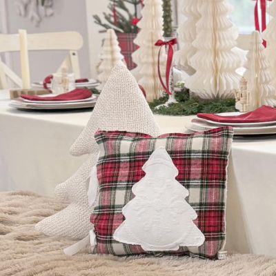Handmade Christmas Tree Applique Pillow Cover