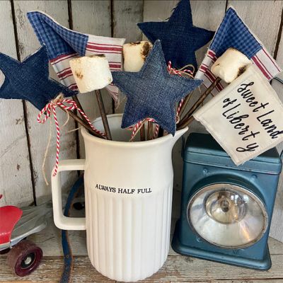 Handmade Denim Star Wand Sticks Set of 3