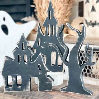 Handmade Haunted House Set of 3