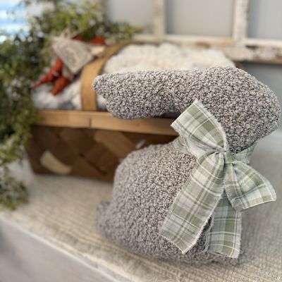 Handmade Neutral Ears Down Bunny Pillow with Bow