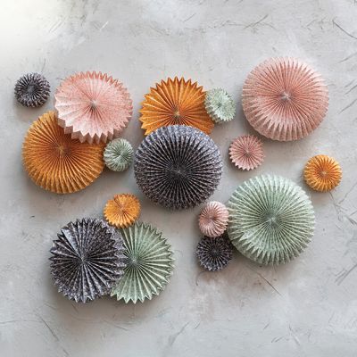 Handmade Paper Pinwheel Ornament Set of 8
