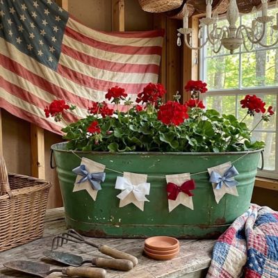 Handmade Patriotic Fabric Bow Garland