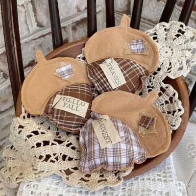 Handmade Primitive Acorn Bowl Filler Set of 3