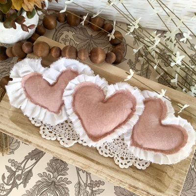 Handmade Ruffled Heart Pillow Bowl Fillers Set of 3