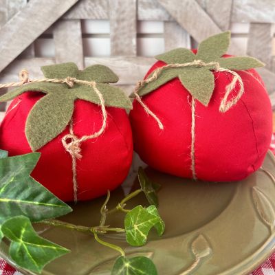 Handmade Tomato Shelf Sitter Set of 2 Light Red