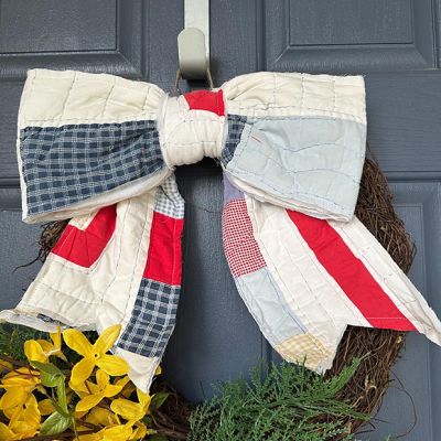 Handmade Vintage Fabric Patriotic Bow