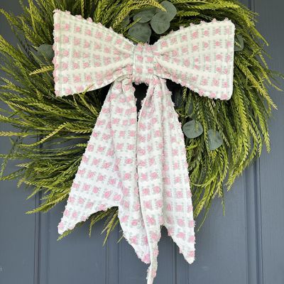 Handmade Vintage Rosebud Chenille Fabric Bow