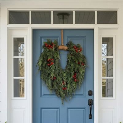 Hanging Cedar And Berry Wreath 28 Inch