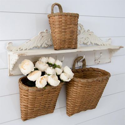 Hanging Chipwood Wall Baskets Set of 3v