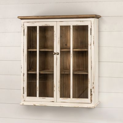 Hanging Distressed White Wall Cabinet