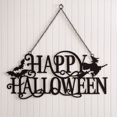 Hanging Metal Happy Halloween Sign