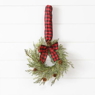 Hanging Mini Wreath with Plaid Ribbon Holder