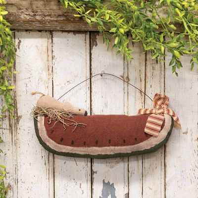 Hanging Painted Fabric Watermelon With Mouse